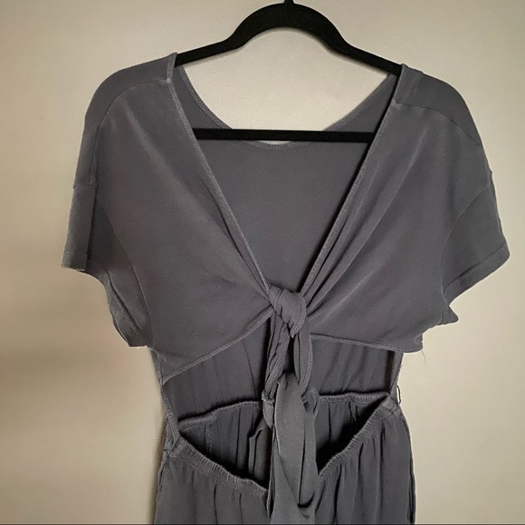 Free People Romper tie open back grey gauzy light weight extra small - Picture 5 of 7